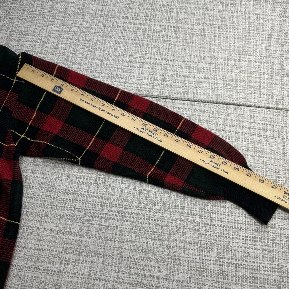Vintage POLO RALPH LAUREN Scottish Red Tartan Plaid Heritage'Sweater Shield Logo
